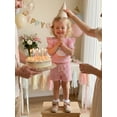 thumbnail image 3 of Toddler Baby Girl Shorts Set Goose Striped Short Sleeve Tops Shorts, 3 of 8