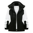 thumbnail image 2 of Zip Up Mens Shirts Gray Hooded Waterproof Rain Jacket Windbreaker Color Block Fall Winter Coats, 2 of 3
