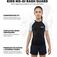thumbnail image 3 of Exxact Sports Kids BJJ Rash Guard Short Sleeve, Ranked No Gi Jiu Jitsu Compression Shirt for Boys & Girls for MMA, Wrestling - (Black/White, YM), 3 of 7