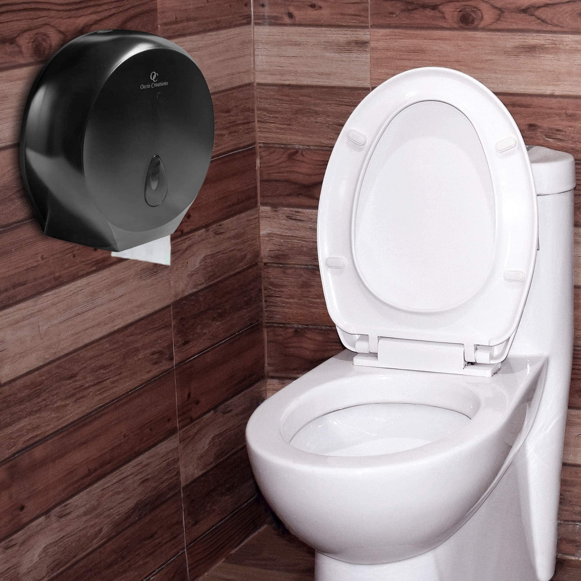 Single Roll Toilet Tissue Dispenser by Oasis Creations- 9” Bath Tissue Dispenser