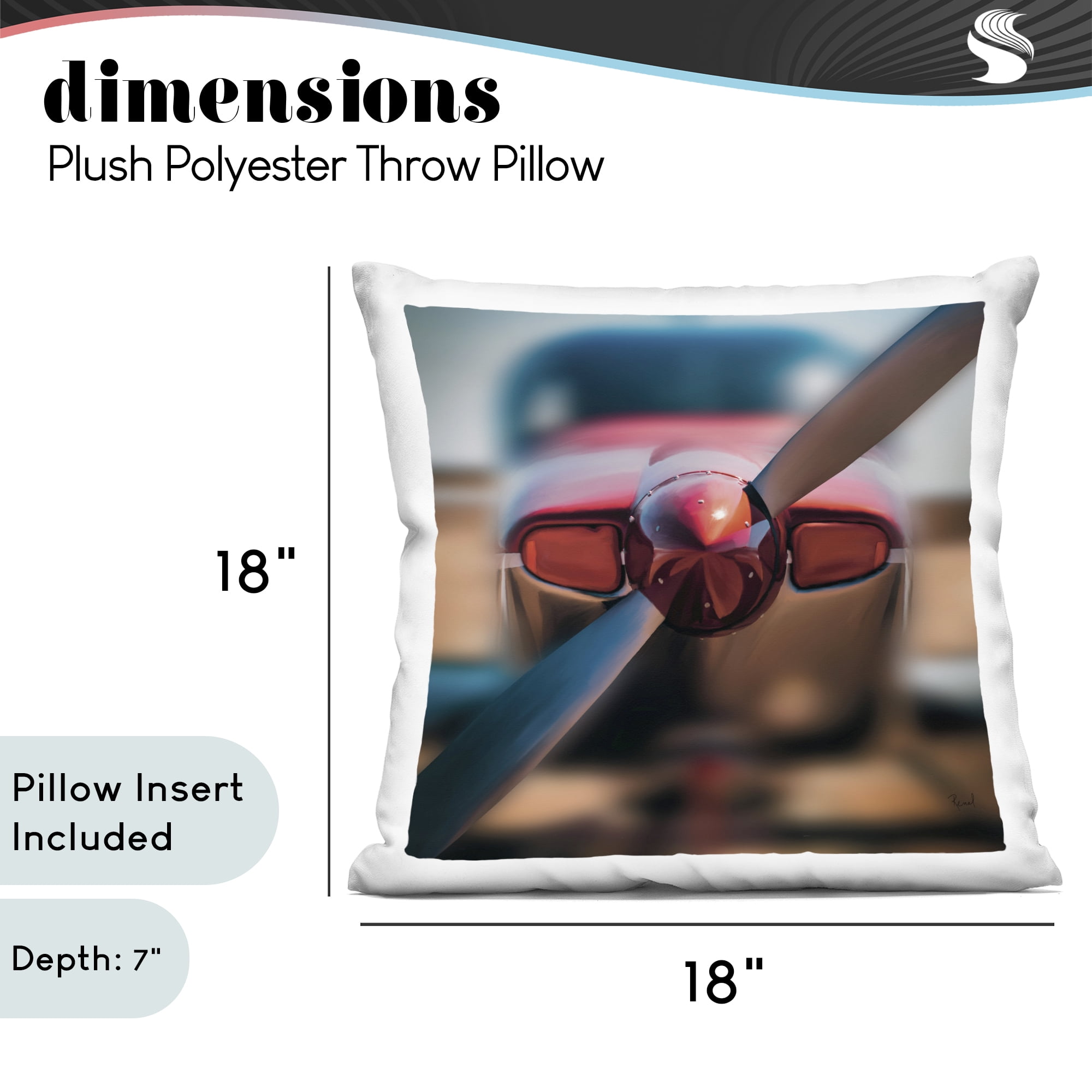 Stupell Industries Red Aircraft Propeller Decorative Printed Throw Pillow, design by Renel Peters, 18 x 7 x 18