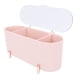 thumbnail image 1 of Organizador De Bolas De Algodón, Dispensador De Soporte Qtip Rosa, 3 Compartimentos, Elegantes Botes De Baño Acanalados, Tapa Transparente, Multifuncional Para Hisopo De Algodón, 1 of 7