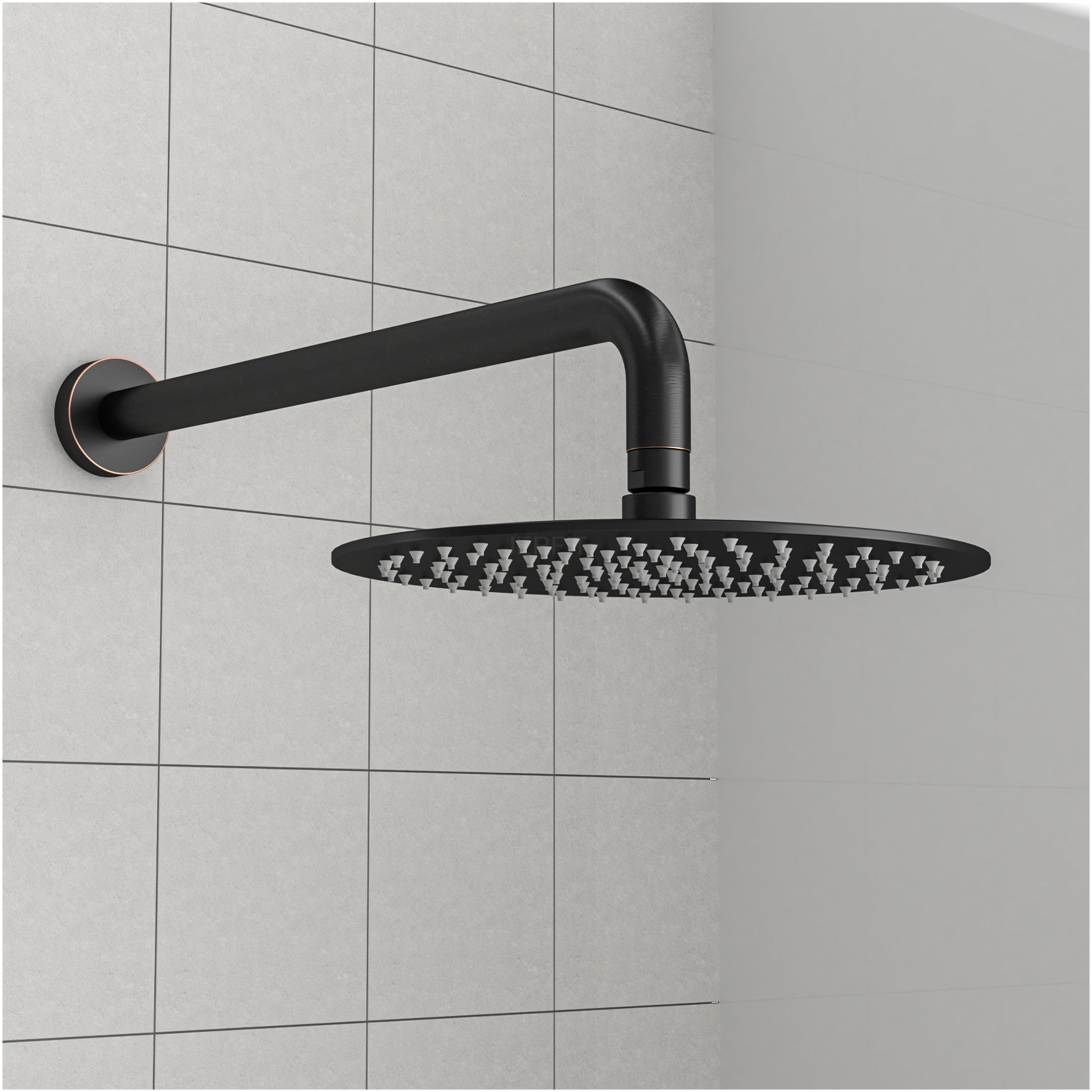 JERFIT 16 Inch Extra Long Shower Arm Extension Pipe with Flange, Oil Rubbed Bronze Finish, SUS304 Stainless Steel, Wall Mount for Rainfall Showerhead, Easy Tool-Free Installation