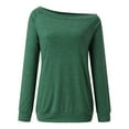 thumbnail image 3 of DuoJiaJ Womens Off The Shoulder Tops Summer Casual Long Sleeve T Shirts Blouse Women’s Workout Tops Green, 3 of 5