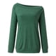 thumbnail image 4 of Blusa de manga larga con hombros descubiertos para mujer - Camiseta informal de verano de color liso, 4 of 6
