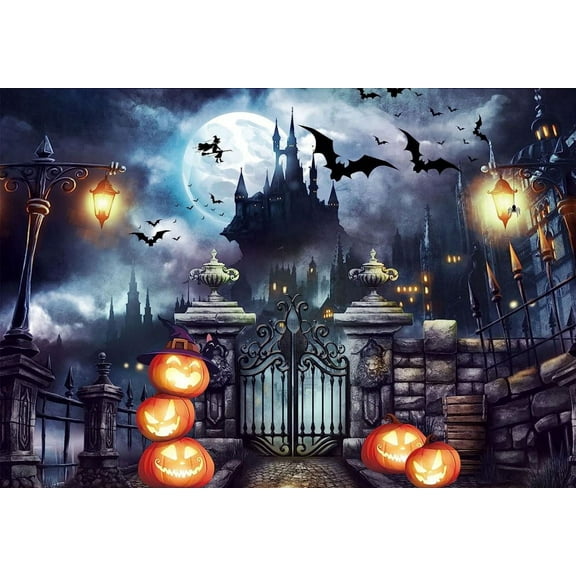 Halloween Photography Backdrop Starry Sky Moon Night Background Halloween Photo Backdrop Horror Night Background Scary Pumpkin