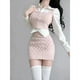 thumbnail image 2 of Trajes de punto elegantes para mujer, ropa de fiesta de estilo coreano, conjunto de 3 piezas, suéter, chaleco y minifalda para oficina, Otoño, 2023, 2 of 4