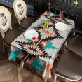 thumbnail image 2 of Rectangle Waterproof Tablecloth 60×102 Inch, Boho Orange Blue Geometry Pattern Reusable Indoor/Outdoor Durable Table Cover for Party Kitchen Dinner Room Decor, 2 of 6