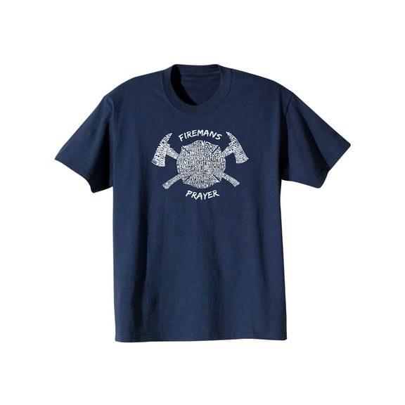 Los Angeles Pop Art Men's Fireman's Prayer T-Shirt - Crossed Axes Word