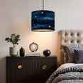 thumbnail image 5 of Linen Drum Lampshades Starry Night Watercolor Gold Stars Deep Blue 13"x13"x10" Light Shade for Table Lamps Floor Lamp Shades Lampshade Replacement Assembly Required, 5 of 8