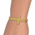 thumbnail image 3 of Delight Jewelry Silver-tone Imagine Create Become - Gold Tone Psalm 46:5 She will not fall Engraved Cross Charm Bracelet, 6.5+1.5" Extender, 3 of 4