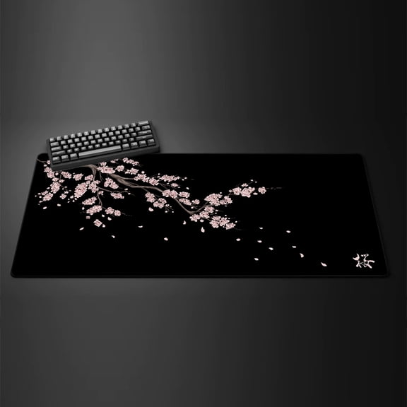 Black Sakura Gaming Mouse Pad Kawaii Purple Desk Mat Large Office Carpet Accessories Cherry Blossom Mousepad Gamer Computer Mats