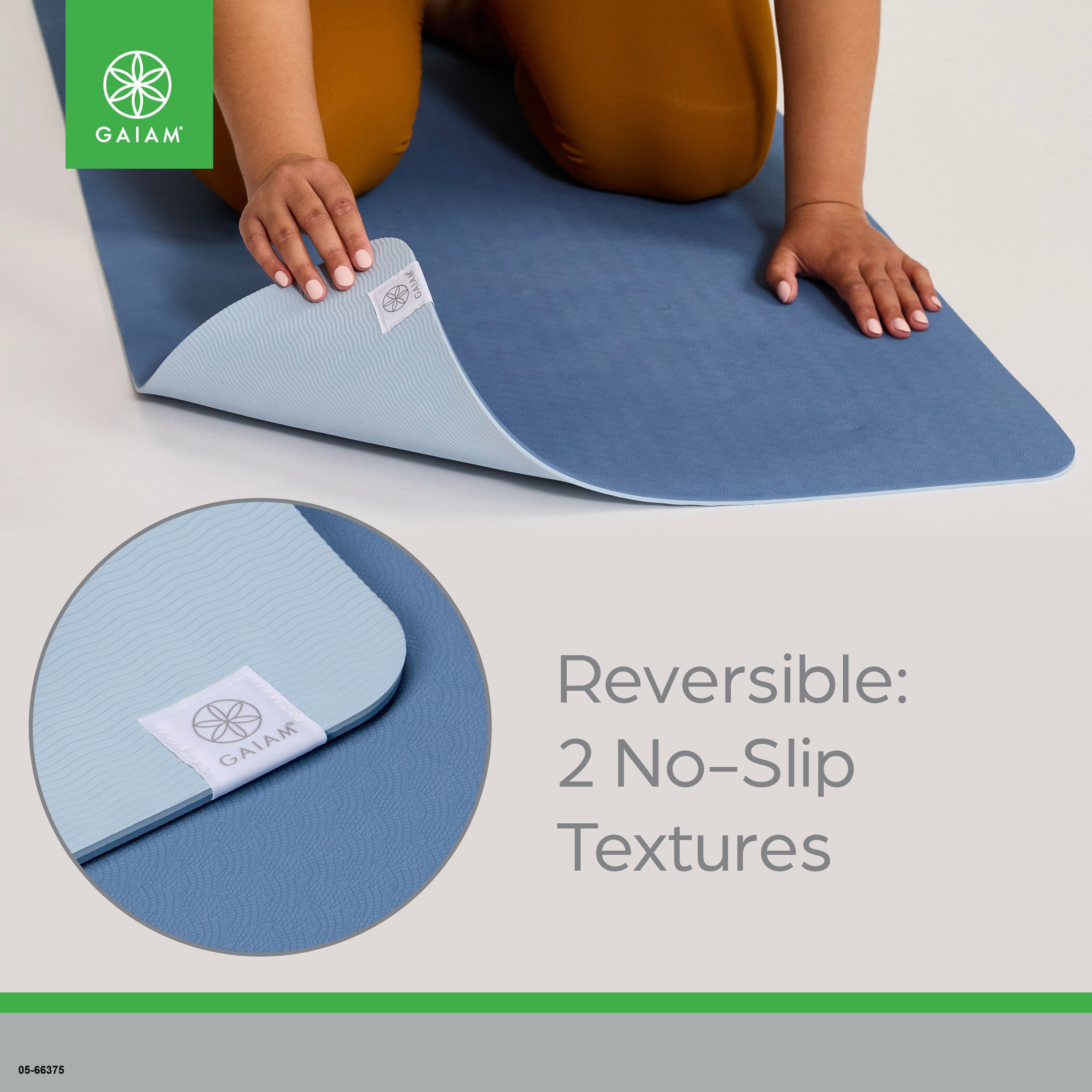 Gaiam Performance Yoga Mat, Made of Durable TPE, 23.5" x 68" x 6MM Thick, Celestial/Coronet