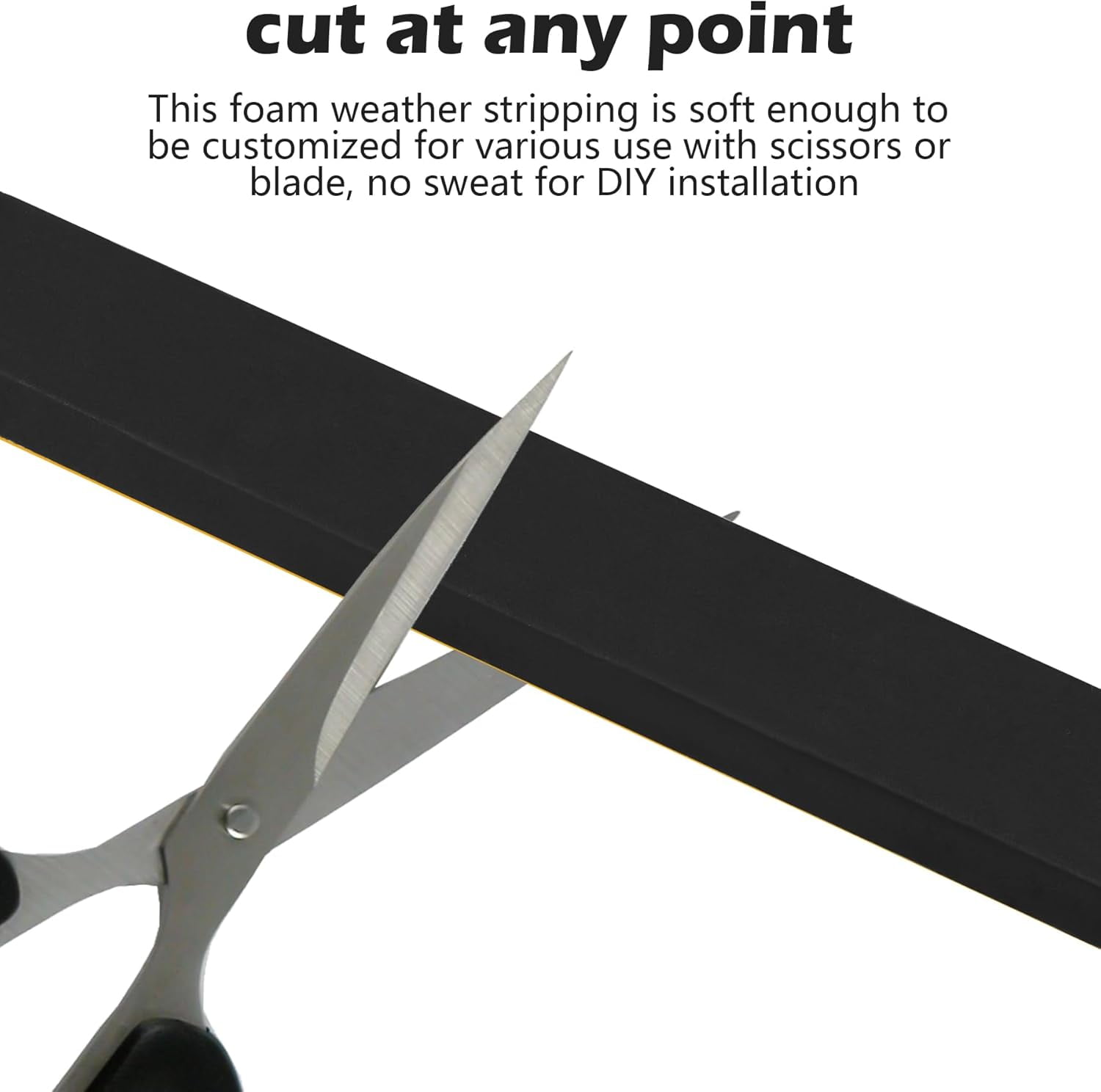 Black Door Window Weather Stripping Self Adhesive Foam Tape High Density Foam Sealing Strip Window Insulation Weatherproof Gasket Tape 1" Wide X 3/4" Thick, 6.5 Ft X 2 Rolls, Total 13 Feet