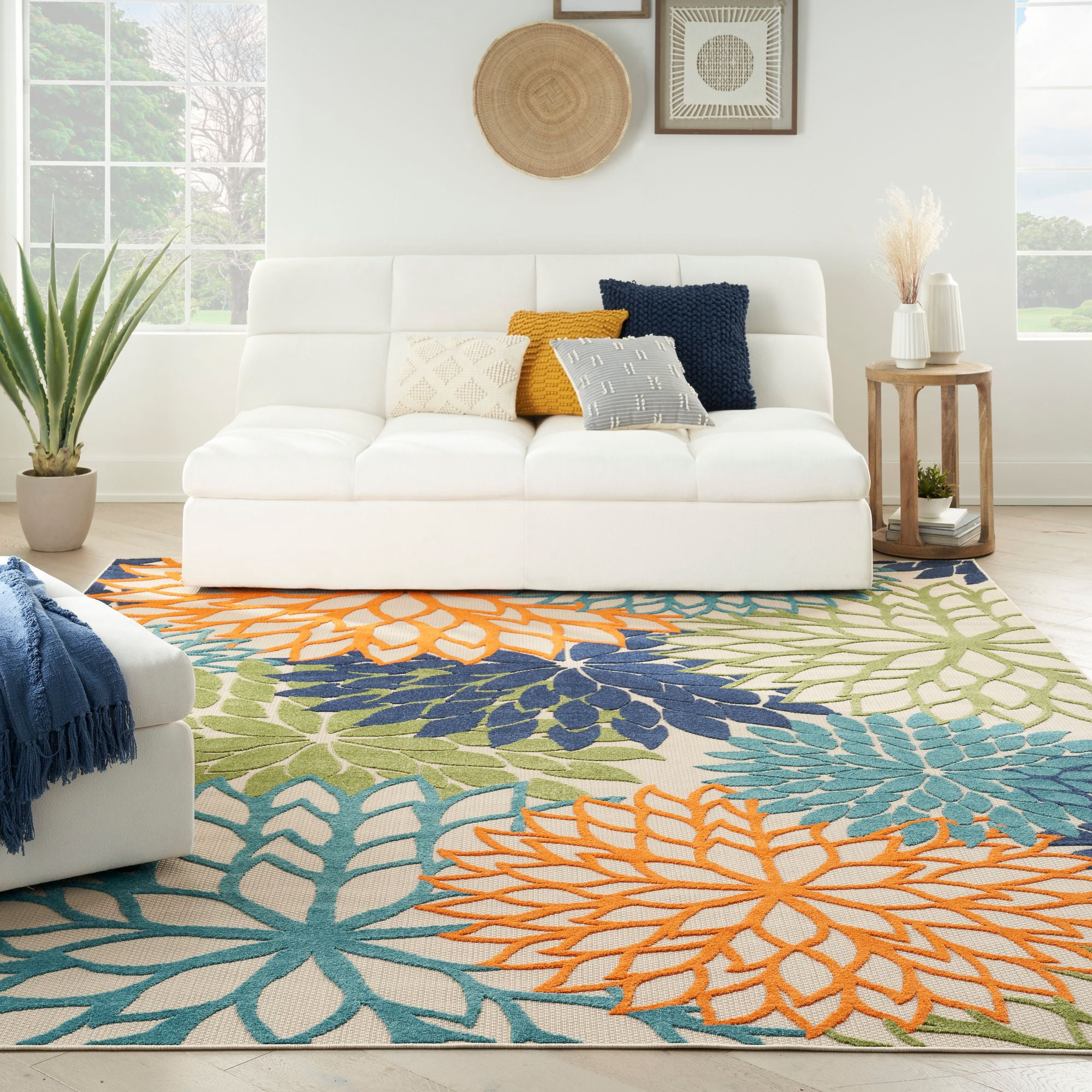 Nourison Aloha Floral 9' x 12' Multicolor Tropical Indoor/Outdoor Area Rug