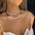 thumbnail image 3 of Silvora Layered Chain Necklaces Set for Women Rose Gold Plated Fashion Herringbone Choker Necklace Stainless Steel Flat Snake Chain Jewelry Gifts for Mom Wife Valentine's Day, 3 of 7