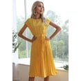 thumbnail image 2 of Womens Summer Dresses Cap Sleeve Polka Dot Falten Midi Dress 2024 Fashion O Neck Casual Fit Tiered Boho Beach Vacation Sundress (Yellow,Large), 2 of 6