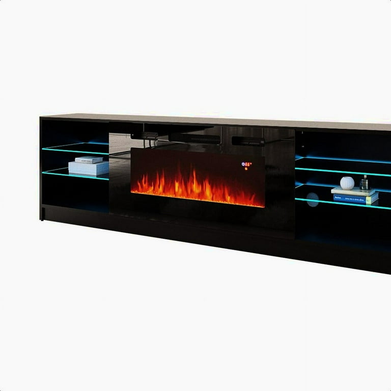 Milanhome TV Stand for TVs up to 90 inches with Electric Fireplace Included