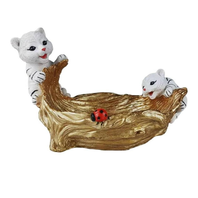 Adorables estatuas de tigres, adornos para el hogar, llaveros, esculturas de tigres. blanco