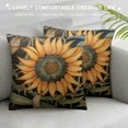 thumbnail image 3 of Yellow Sunflower Throw Pillow Covers Retro Floral Green Leaves Decorative Couch Pillow Cases for Home Bedroom Living Room Sofa Car Farmhouse Outdoor Decor, 3 of 5