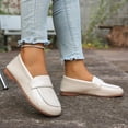 thumbnail image 5 of Women's Penny Loafers Slip On Round Toe Comfortable Driving Shoes Casual Non Slip Work Ballet Flats Business Dress Shoes White Size 8, 5 of 8
