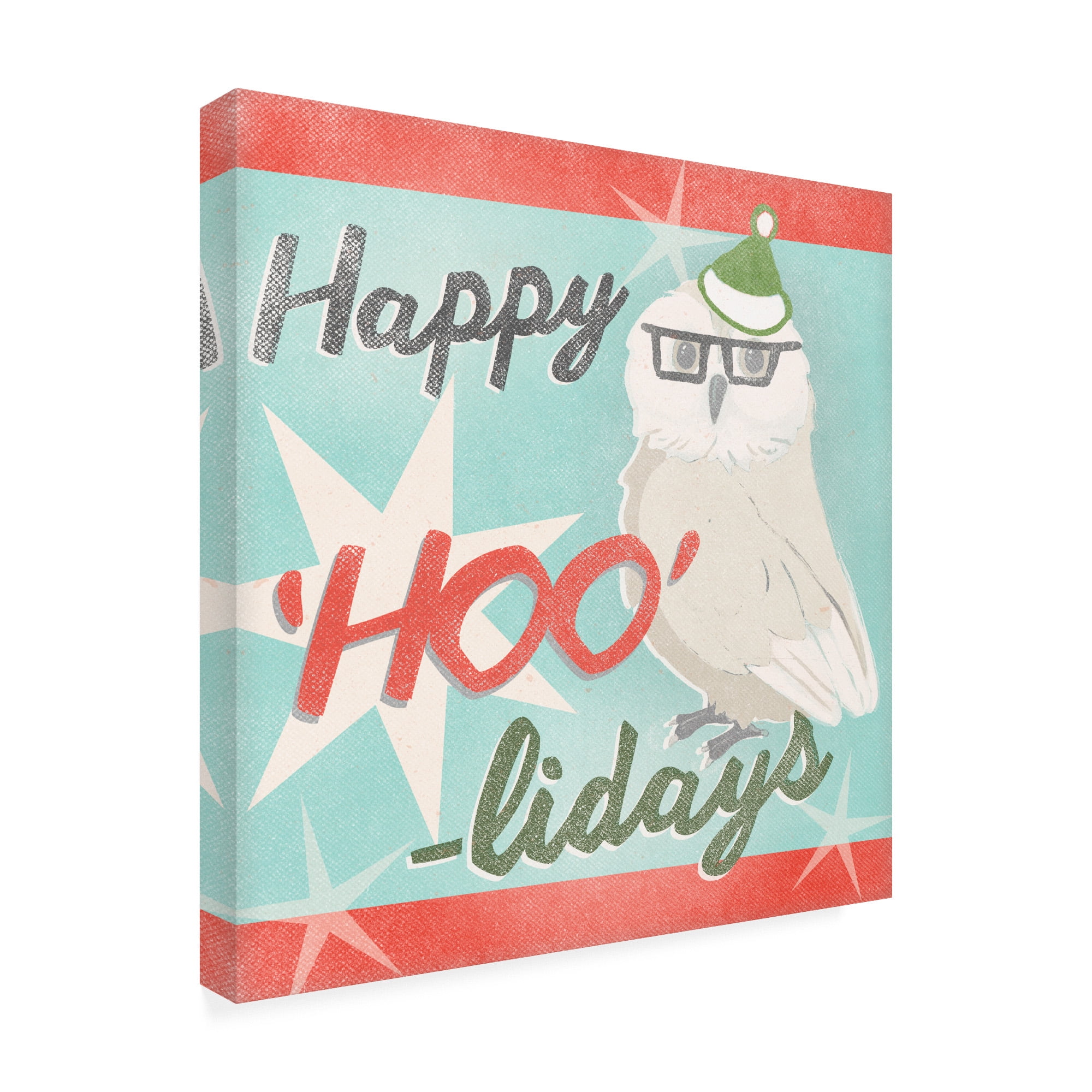 Trademark Fine Art 'Owl Retro Christmas III' Canvas Art by June Erica Vess