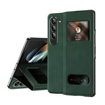 Dteck for Samsung Galaxy Z Fold 5 Case with Window Design, Business Style Retro PU Leather Magnetic Closure Folio Flip Case for Samsung Galaxy Z Fold5 2023,Green