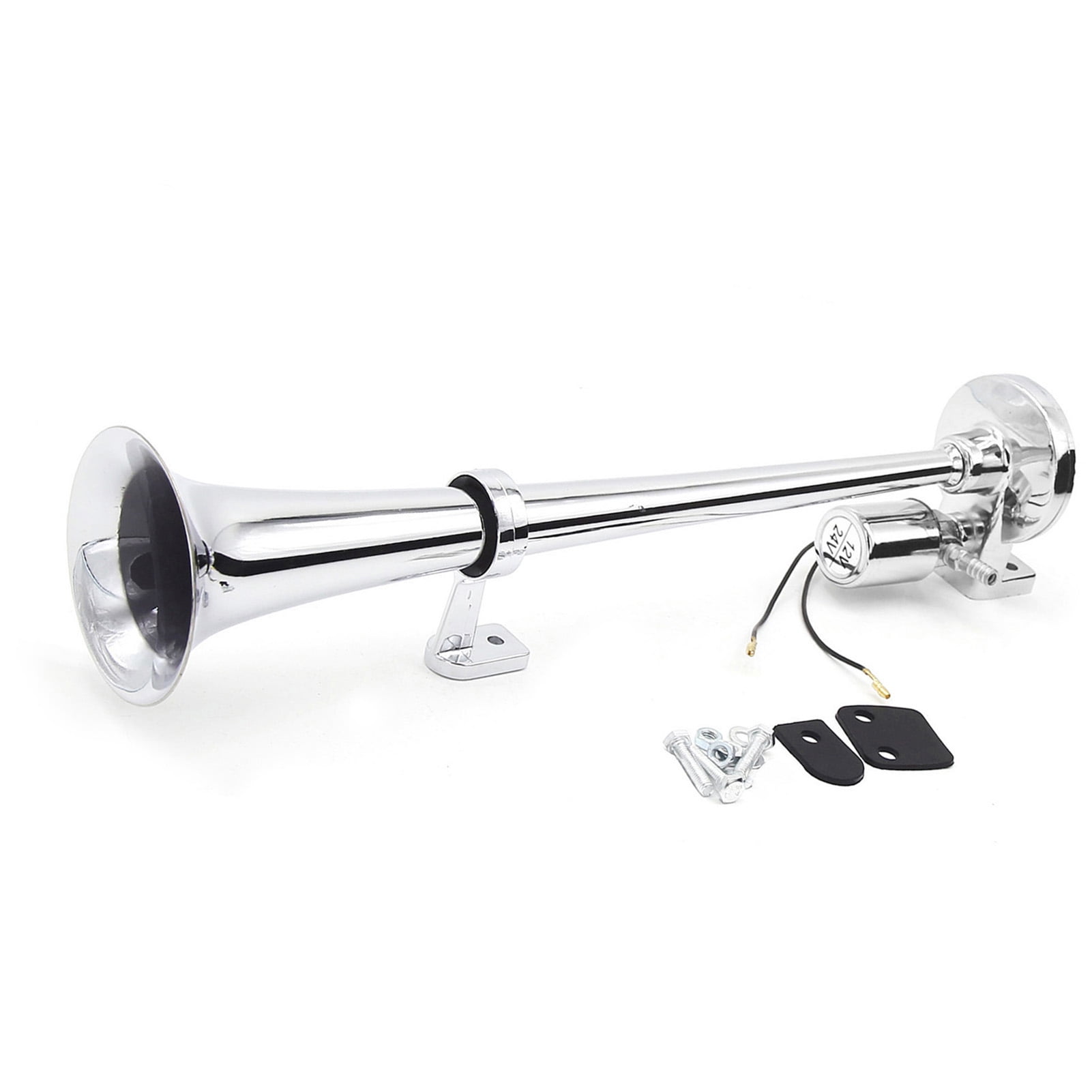 Vistreck Singletube Trumpet Electric Horn Chrome Air Horn Loudspeaker Kit 150dB /24V Universal