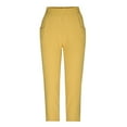 thumbnail image 5 of LLYwey Hiking Pants Women Lightweight Women's Fashion Casual Spring and Summer Solid Color Loose Full Length Pants Casual Pants Female Long Pant Style H2321 Yellow 3XL, 5 of 6
