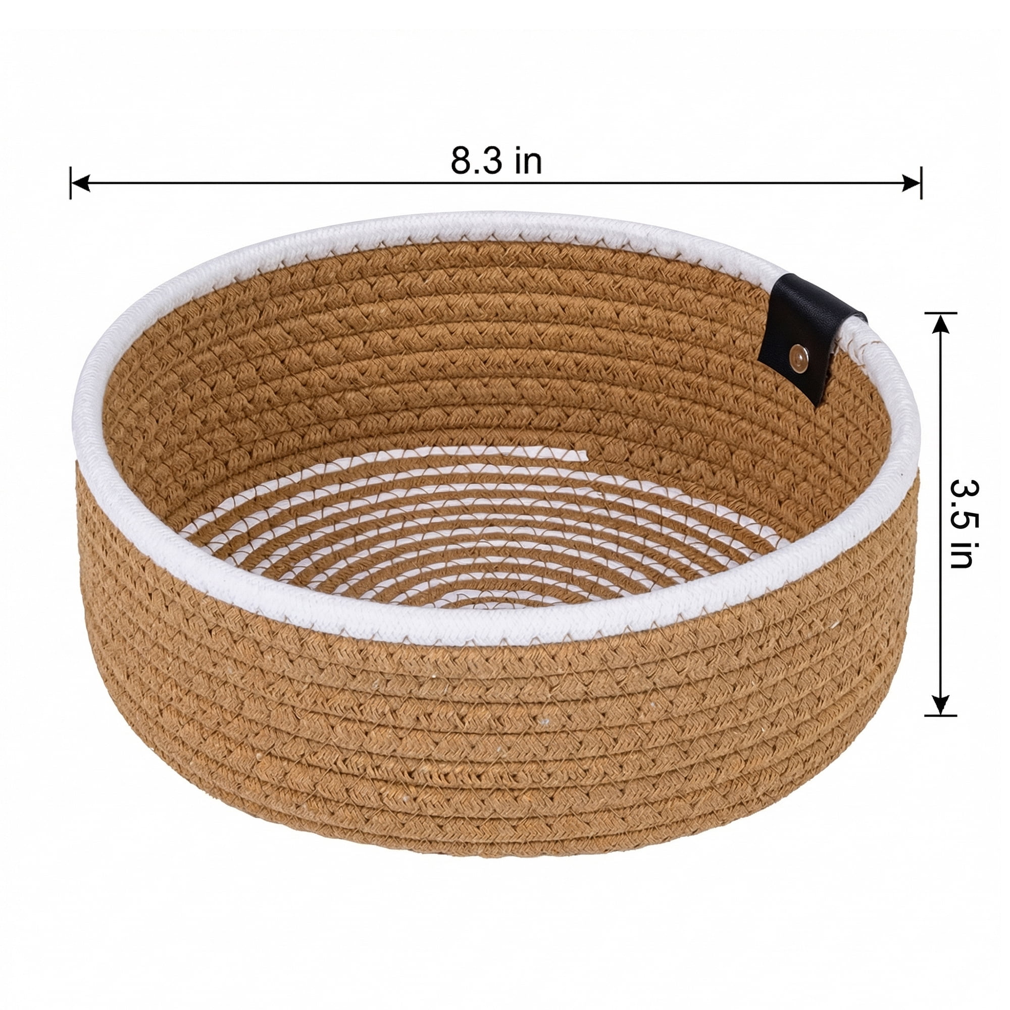 Unique Bargains Woven Storage Basket for Key Tray Bowl Khaki 8.3*8.3*3.5in