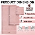 thumbnail image 6 of KAHAF COLLECTION 6 Piece Towel Set Pink – 100% Ringspun Cotton Soft & Highly Absorbent – Includes 2 Bath Towels, 2 Hand Towels & 2 Washcloths – Quick Dry, Durable, and Luxurious Bathroom Ess, 6 of 8