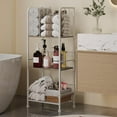 thumbnail image 4 of Towel Rack Free Standing 3-Tier M-Shaped Detachable Dividers, Durable Metal Holder, Pool Towel Rack, Space-Saving Towel Storage Organizer, Modern Bath Towel Shelf for Home, Poolside, White, 4 of 14