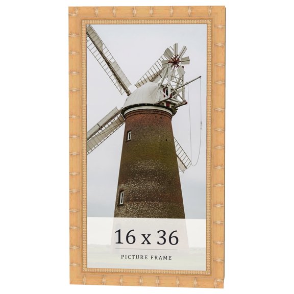 16x36 Light Brown Bamboo Real Wood Picture Frame Width 1.5 inches | Interior Frame Depth 0.5 inches