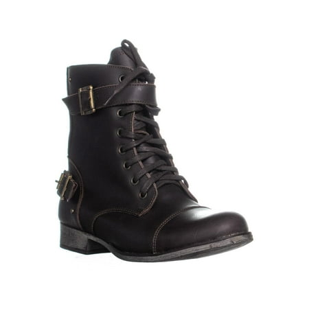 Dv Dolce Vita - Womens DV Dolce Vita Sargeant Lace Up Dual Buckle Combat Boots, Brown, 11 US