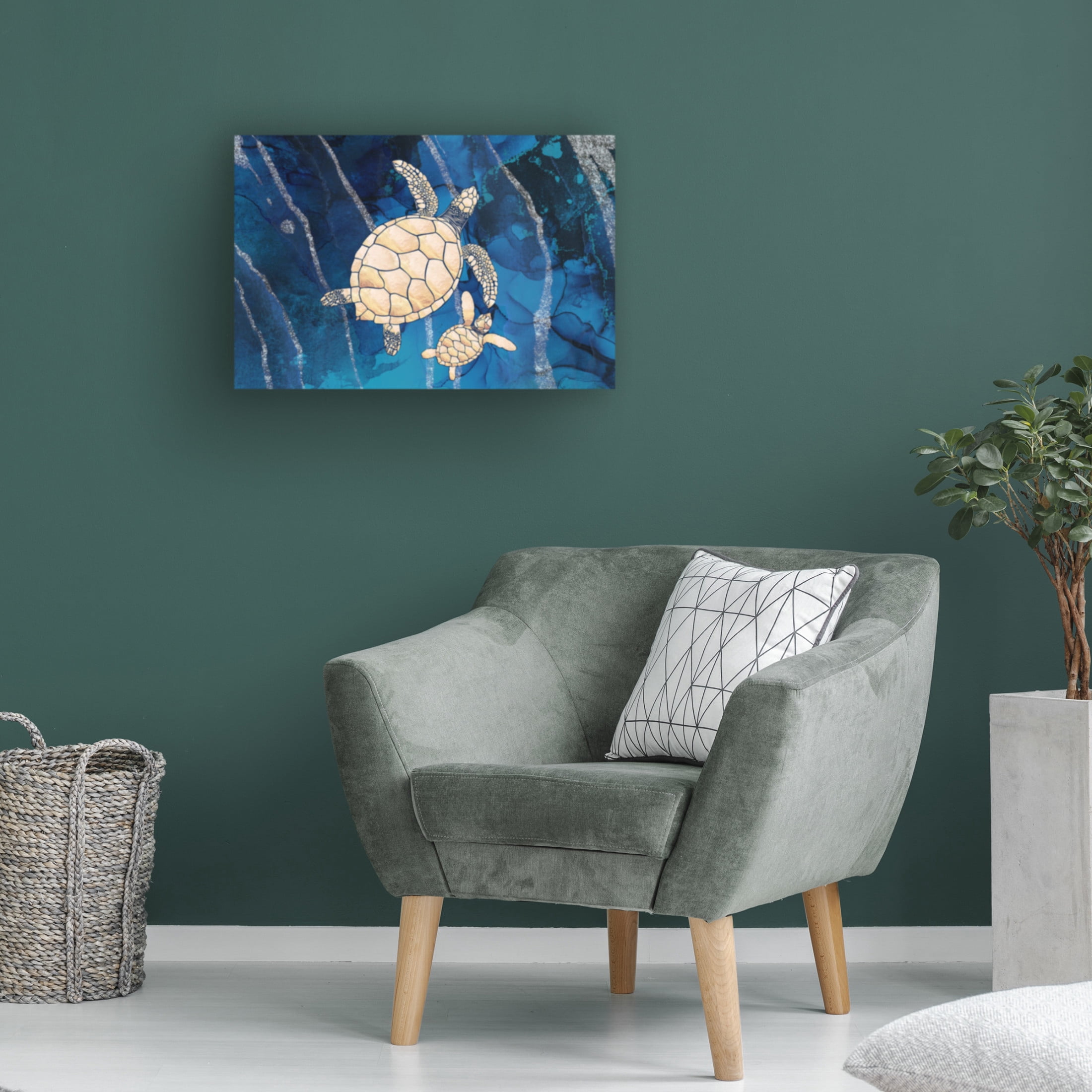 Trademark Fine Art Sarah Manovski  Landscape gold turtles ripples Canvas Wall Art