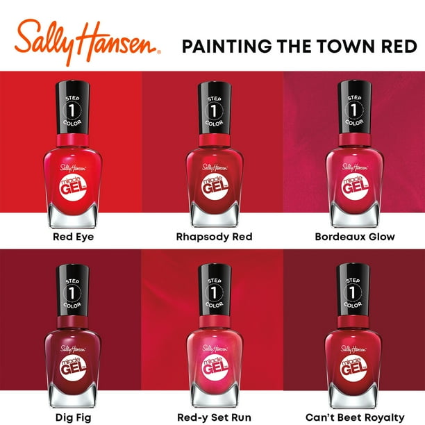 Sally Hansen Miracle Gel Nail Color, 0.5 oz, Rhapsody Red, Chip