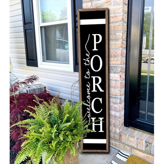 Cskhip Welcome To The Porch Rustic Wood Signs Pantry Street Signs Vintage Wood Plaque Farmhouse Wall Art Wall Decor for Home Man Cave Door Porch Garden Party 6" x 16"