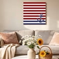 thumbnail image 6 of Canvas Wall Art Blue Anchor Canvas Art Print Costal Red White Blue Stripes Background Pictures Wall Decor for Living Room Bedroom Artwork Decorations Stretched Framed Ready to Hang 8"x8", 6 of 9