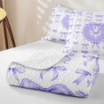 thumbnail image 4 of Manfei Purple Bowtie Bed Spread Queen For Kids,Letter O Initial Monogram Queen Coverlet Set For Girl,3 Pieces, 4 of 7