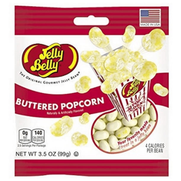 Jelly Belly Gourmet BUTTERED POPCORN 3.5 Oz. Grab & Go Bags 12 Case