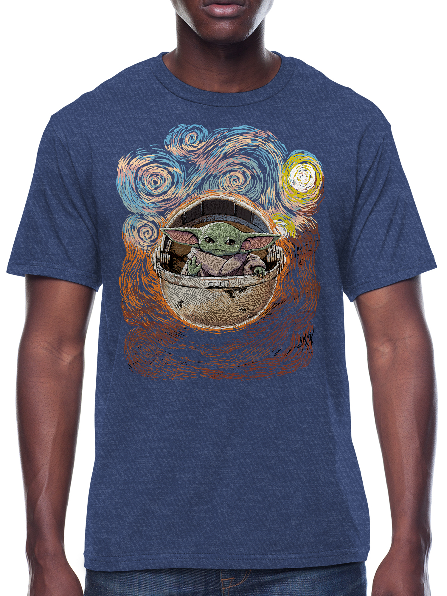 Star Wars Baby Yoda Standing & Starry Night Men's and Big Men's Graphic T-Shirt, 2-Pack - image 2 of 14