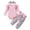 Pink 02, variant on Newborn Baby Girls Clothes Set Ribbed Ruffled Romper+Floral Pants+Headband Infant Outfit Set