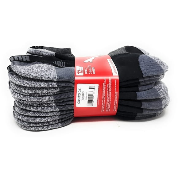 PUMA Men's Low Cut Socks 12 Pack (Black)
