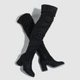 thumbnail image 5 of Xiaoxatg Fashion Women's Knee High Boots Stylish Thick High Heels Pleated Suede Long Footwear for Women 9 Black, 5 of 7