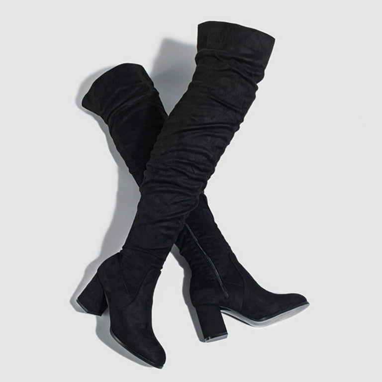 Long black boots no heel 2025