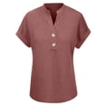 thumbnail image 3 of T Shirts for Women V Neck Casual Brushed Strip V Neck Bat Short Sleeved T Shirt, 3 of 5