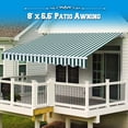thumbnail image 3 of Sunrise 8' x 6.6' Manual Retractable Patio Deck Awning Cover, Sunshade Canopy Only, (Green with White), 3 of 6