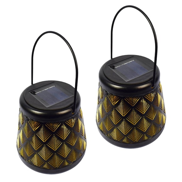 DOLITY Hanging Solar Lantern with Handle Metal Craft IP55 Waterproof Decorative Patio Only Lantern