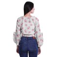 thumbnail image 2 of Moomaya Printed Womens Crop Top Wrap Style Top Wear Ruffle Long Sleeve Casual Summer Blouse, 2 of 6