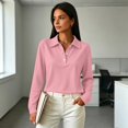 thumbnail image 5 of Long Sleeve Polo Shirts for Women Golf Shirt Button-Down Collar Work Blouse Side Slits Casual Tops Watermelon Red M 1 Pcs, 5 of 5